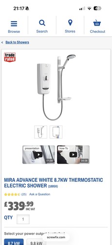 Mira advance electric shower - advance,
